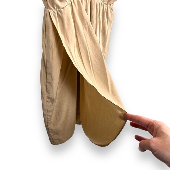 Amanda Uprichard Dress Womens Small Nude Silk Sleeveless Romantic Faux Wrap - Picture 7 of 13